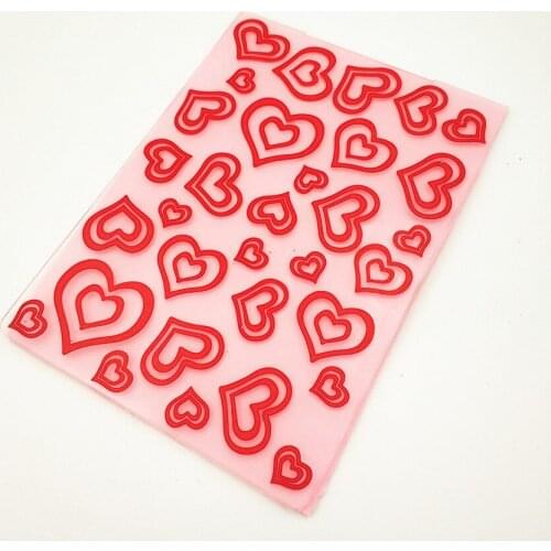 10.5x14.5cm Pink hearts Embossing folders Plastic bump Scrapbooking DIY Template Fondant indentation Cake Photo Album Card Make