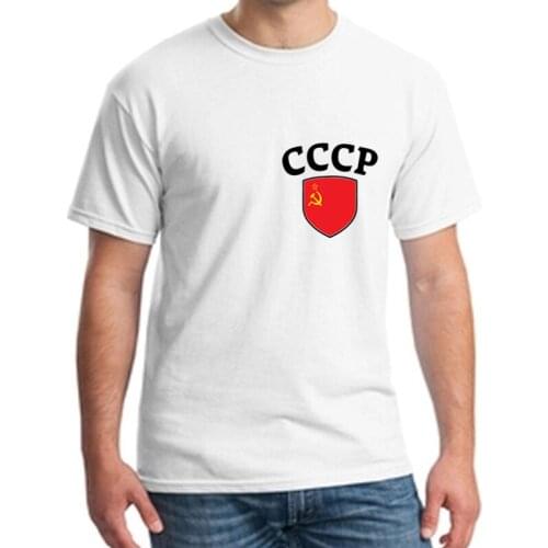 New Fashion CCCP T Shirt Men USSR Soviet Union KGB T-shirt Summer Moscow Russia Tees Men Cotton O-Neck Tshirt Harajuku