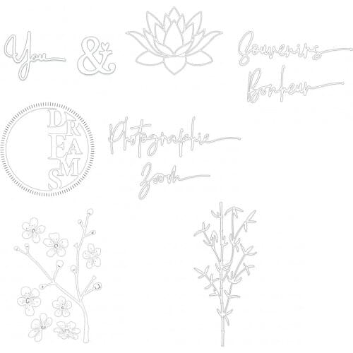 Piggy Craft metal cutting dies cut die mold Flowers branch letters Scrapbook paper craft knife mould blade punch stencils dies