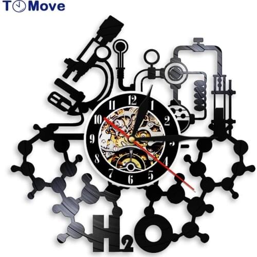 Chemistry Experiments Wall Clock Periodical Elements Table Vinyl Record Wall Clock Science Laboratory Decoration reloj de pared