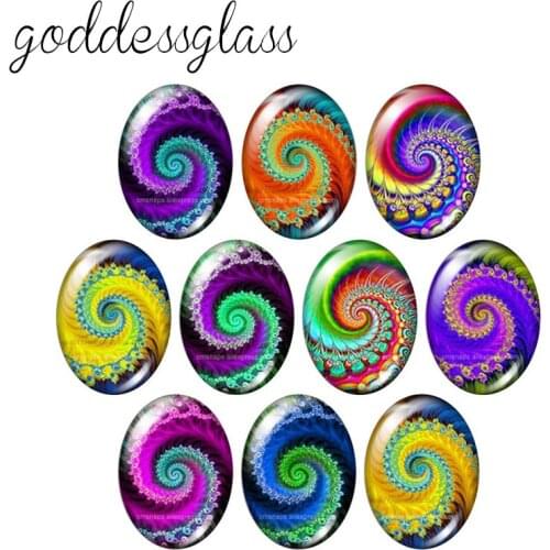 New fractal Rotate conch patterns 13x18mm/18x25mm/30x40mm Oval photo glass cabochon demo flat back Making findings TB0019