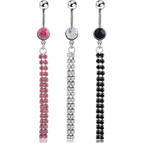 New Fashion Sexy Personality Double Row Zircon Tassels Belly Rings for Women Body Piecing Jewelry Gifts