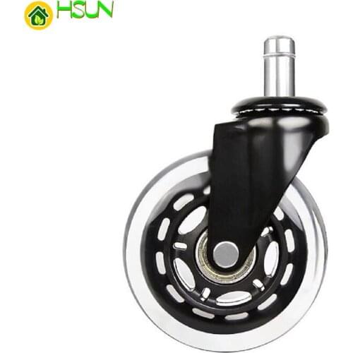 2.5/3 Inch PU Furniture Casters 360 Degree Swivel Mute For Office Computer Chair Adjustable Rolling Double Bearing Cart Wheel