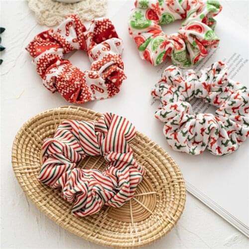 Christmas Hair Scrunchies Women Hair Rope Soft Warm Velvet Hair Ring Xmas Ponytail Elastic Hair Bands Flannel Hair Accessories