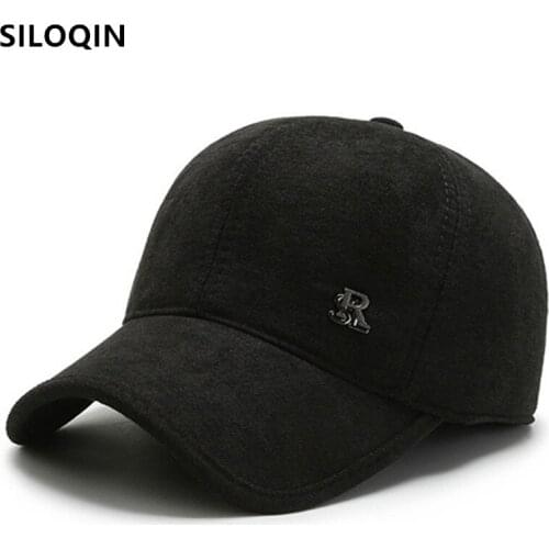 SILOQIN Thick Warm Earmuffs Hat New Winter Baseball Caps For Men Mens Casual Sports Cap Adjustable Size Dads Hat Snapback Cap