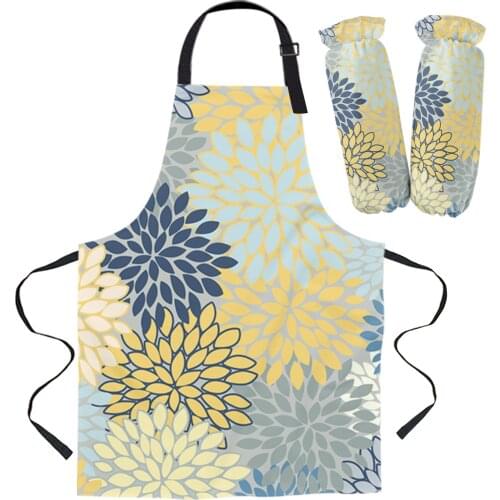 Dahlia Vintage Color Color Flower Kitchen Apron Baking Accessories Sleeveless Aprons for Men Women Home Cleaning Tools