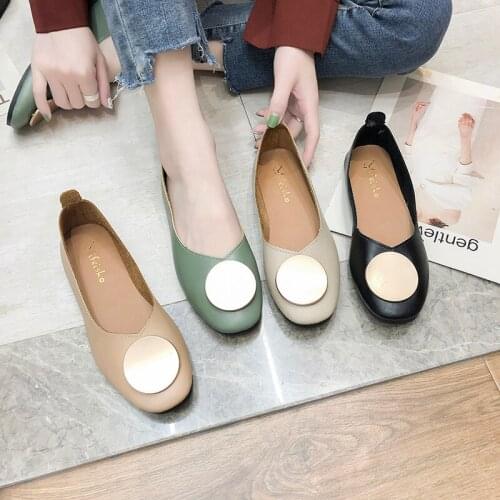 2020 Spring Sweet Flats Shallow Shoes Metal leather flats loafers women shoes mules celebrity flat creepers soft loafers U15-22