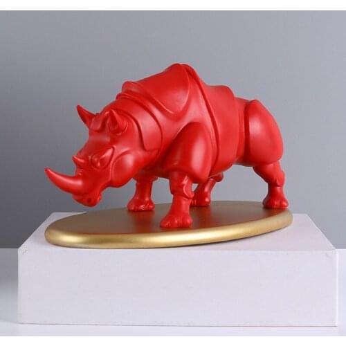 Rhinoceros ornaments resin crafts Nordic style home decoration bullish furnishings base