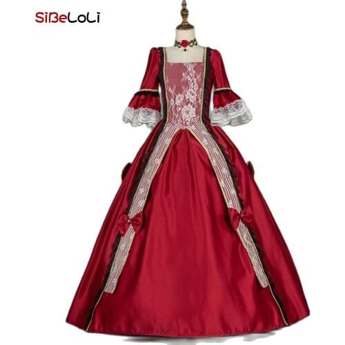 Wine Red Rococo Marie Antoinette Renaissance Vintage Victorain Style Period Princess Fantasy Dress Christmas Ball Gown Theater