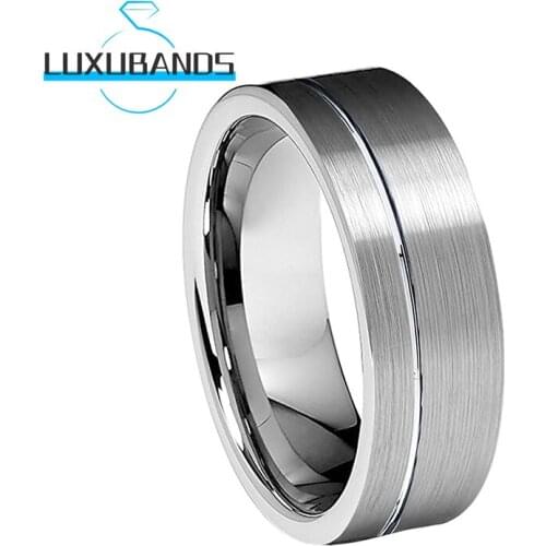 Tungsten Rings 8MM 6MM For Men Wemen Offset Lines Engagement Wedding Bands Brushed Finished Comfort Fit