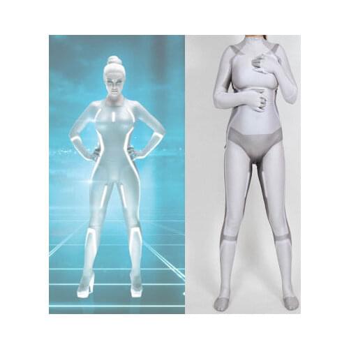 Adults Kids Tron Legacy Cosplay Costume Female Girls Woman Superhero Zentai Suit Halloween Bodysuit