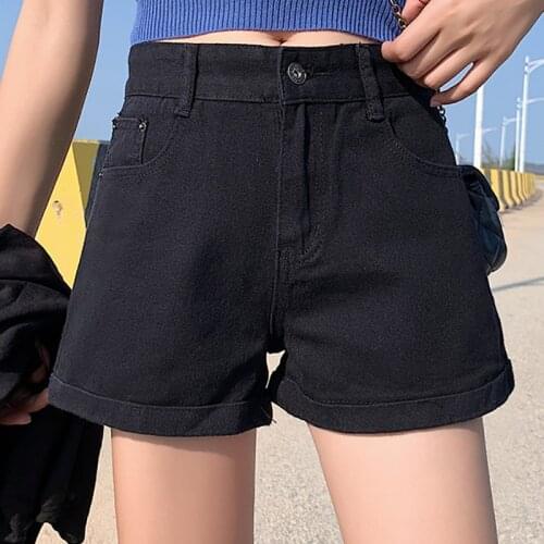 Women Jean Shorts High Waist Wide Leg Jeans Denim Casual White WomenS Shorts Pockets Cotton 2021 Summer Fashion Ladies Jeans