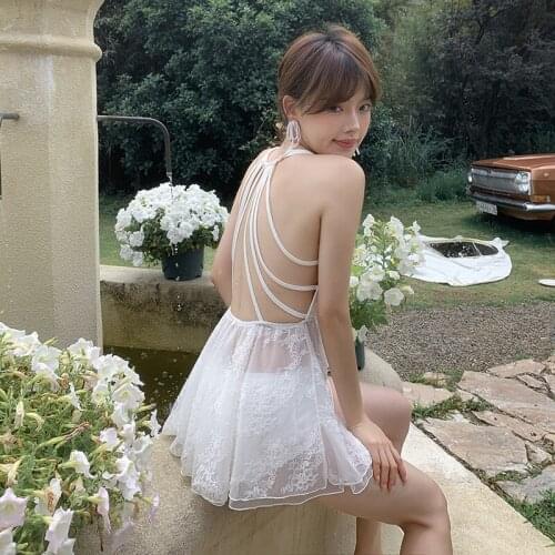 Swimsuit Push Up 2021 Women Whole Bathing Suit Beach Wear Korea Ins Vintage Split Skirt With New Print Polyester Sierra Surfer