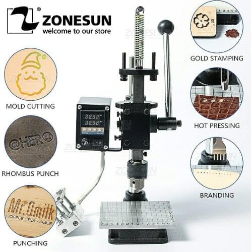 Zonesun Multi-function Hot Foil Stamping Machine Leather Cutting Die Rhombus Punching Tools Heat Press Machine Embossing