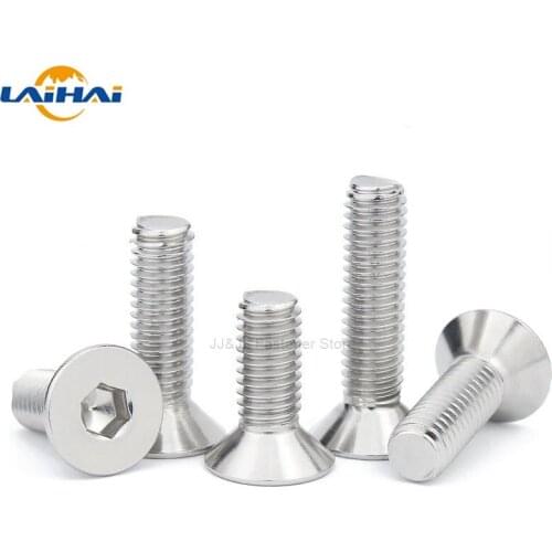 1/5/10/50pcs M1.6 M2 M2.5 M3 M4 M5 M6 M8 304 A2 Stainless Steel GB70.3 Hexagon Hex Socket Head Flat Countersunk Allen Bolt Screw