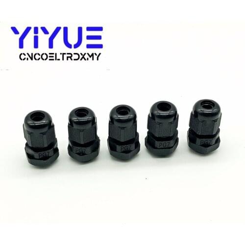 10/20pcs IP68 PG7 for 3-6.5mm Wire Cable CE White Black Waterproof Nylon Plastic Cable Gland Connector