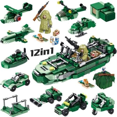 12in1 Transformation Building Blocks Set Truck Car Toys Kids Robot Bricks Educational Toys Mini engineering vehicle