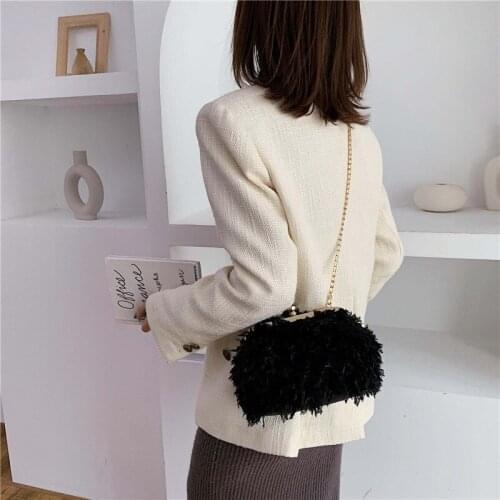 2021 simple and versatile solid color clip chain single shoulder slant span bag Q4