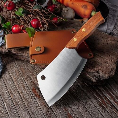 5" Chef Knife Stainless Steel Kitchen Knives for Meat Fish Fruit Vegetables Slicing Cleaver Butcher Knife Outdoor Camping Knife