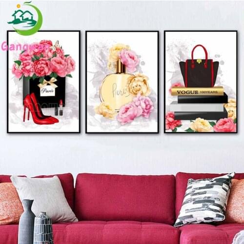 Diamond embroidery full square round drill Perfume Lipstick High Heels Wall Art Paris Nordic 3 pcs Wall Pictures For Living Room