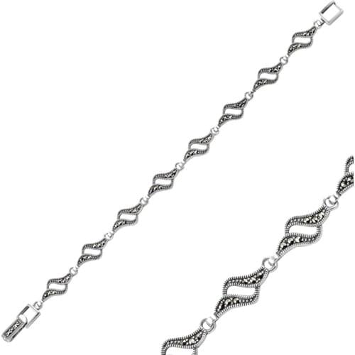 KUTAYDAN 925 Sterling Silver Marcasite Sterling Bracelet