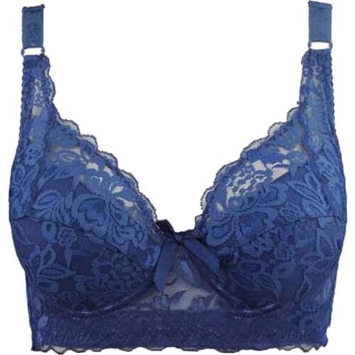 Women Lace Bra Thin Underwire Bralette Push Up Bra Underwear Sexy Lingerie Plus Size Embroidery Brassiere 32/34/36/38/40D