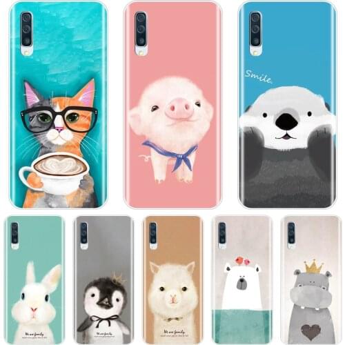 Back Cover For Samsung Galaxy A40 A30 A20 A10 Pink Pig Cat Rabbit Soft Silicone Phone Case For Samsung Galaxy A50 A60 A70 A80