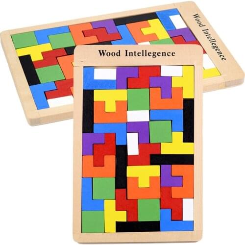 Wood Intellegence Colorful Jigsaw Puzzle Game Kids Brain Storm Colorful Piecing Wooden Interactive Table Game