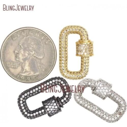 Cz Pave Oval Shape Screw Clasp Lock Chubby Babe Oval Carabiner Lock 15x23mm FC32282