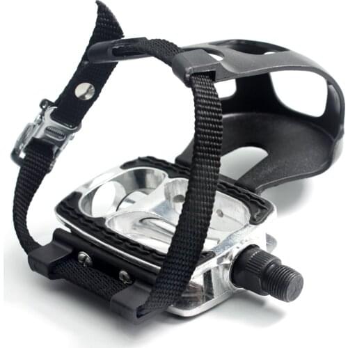 Fixed Gear MTB Road Bike Bicycle Harness Pedal Toe Clips with Straps Self-lock Pedal Cycling bike pedal with strap spin bike