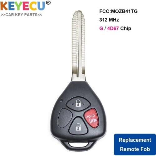 KEYECU 312MHz 4D67 / G Chip MOZB41TG 3 Button Remote Key Fob TOY43 for Toyota Yaris Scion tC 2005 06 07 08 2009 10 11 2012 2013