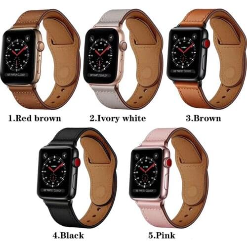 Leather Band Loop Strap For Apple Watch 4 3 2 1 38mm 40mm , Men Leather Watch Band for iwatch 5 44mm 42mm Bracelet