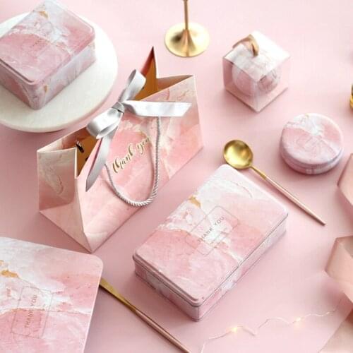 Creative Marble Rectangular Iron Box Wedding Favor Baking Box Birthday Party Decoration Supplies Gift Candy Cookies Boxes