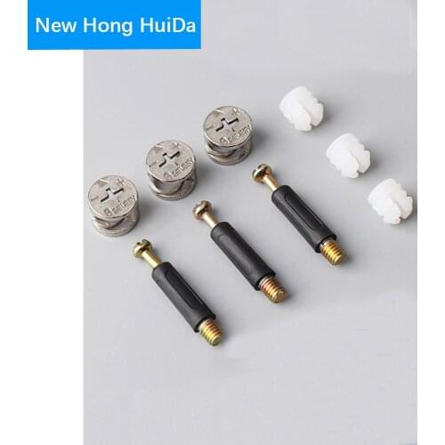 Furniture Screw Three-In-One Eccentric Wheel Nut ConnectorBolt clothes cabine desk link fixer M6 Length 32 35 40mm