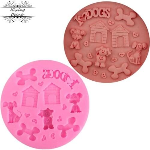 Cartoon animal dog bone sugar cake decoration silica gel mold Kitchen Baking tool Birthday Decoration