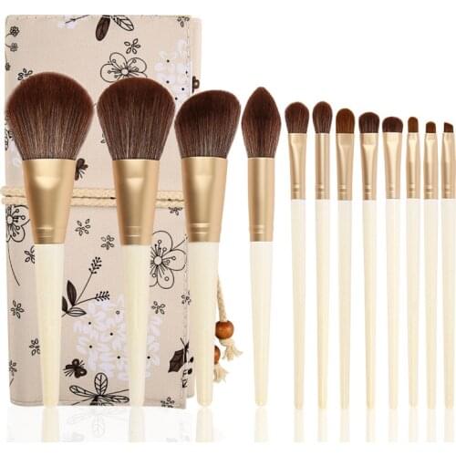 12pcs Makeup Brush Set Cosmetics Foundation Blending Blush Makeup Tool Cosmetic Make Up Brush And Traditional Cosmetic Bag
