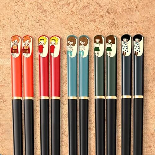Japanese Cartoon Character Chopsticks Set Antibacterial Non-slip Anime Chopsticks Household Cute Chopsticks Kitchen Tools