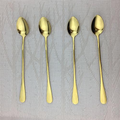 Cafe Teaspoon Western Food Cutlery Set Ice Cream Soup Gold Stainless Steel Long ScoopTableware Set Kitchen Economic