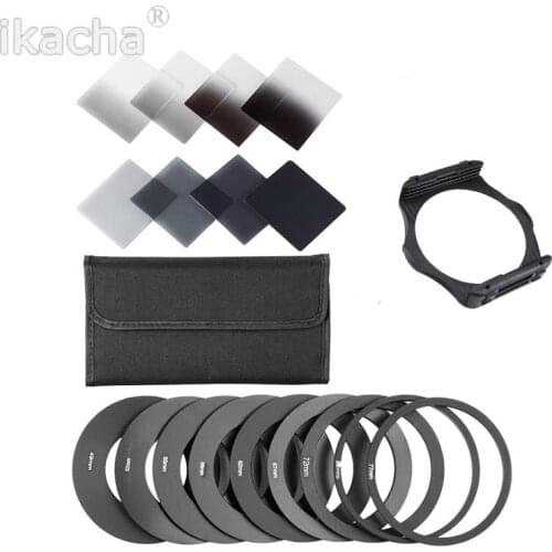 Universal Gradual Neutral Density Gradual 8 Pcs ND2 4 8 16 Filter Kit + 9 Pcs Adapter Ring + Filter Holder For Cokin P Series
