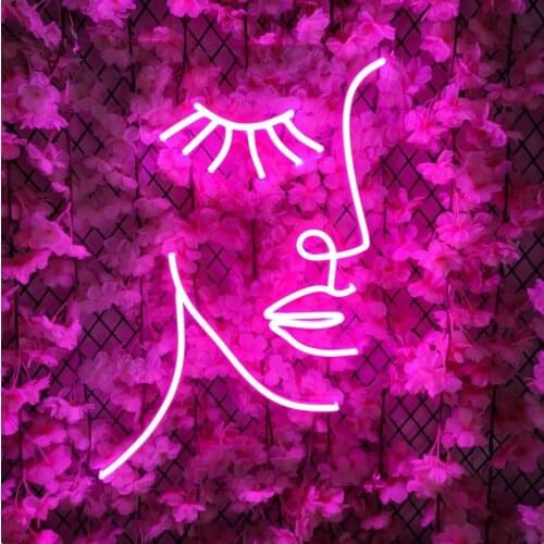 Custom Girl Face Lashes Aesthetic Neon Sign Logo You Led Visual Bar Wall Light Up Sign Neon Decor Neonlamp for Room