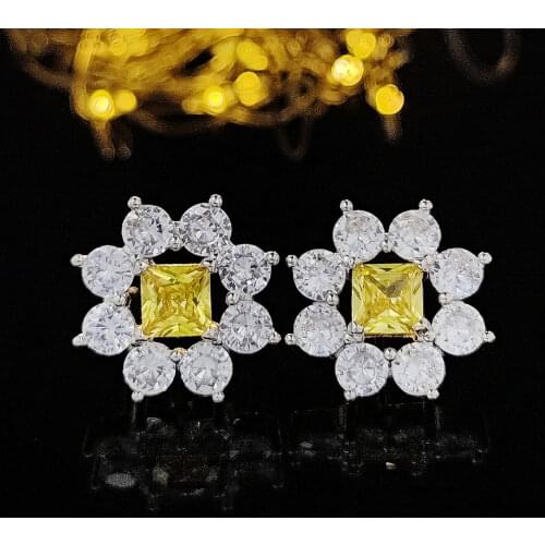 2021 New Luxury Yellow Color Blossoms Earrings for Women Anniversary Gift Jewelry Wholesale Wholesale E6575