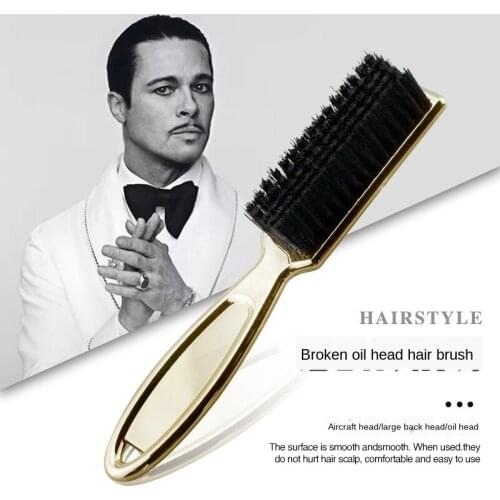 Scissors Cleaning Brush Retro Oil Head Brush Sweep Neck Salon Cleaning Hair Brush Gold Handle Comb Men Barber Tools