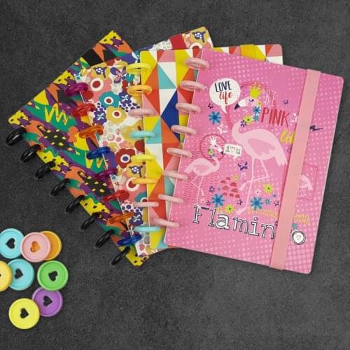 DIY 8 Hole Loose-Leaf Mushroom Hole Notebook Cover Diary Planner Notepad Shell Elastic Strap Binding Disc Buckle Binder Assemble