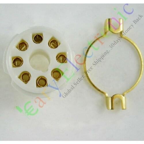 Wholesale and retail 20pc Gilded 8pin Ceramic vacuum tube socket mount gold valve base EL34 KT88 6550 free shipping