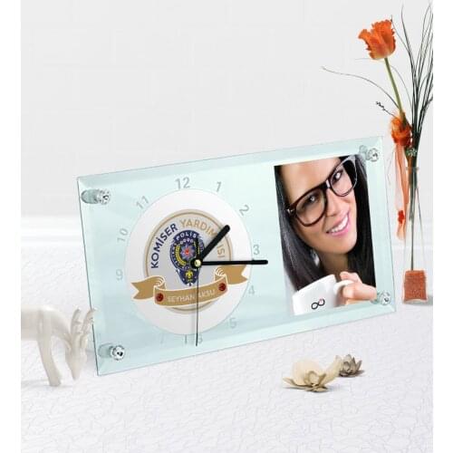 Personalized Commissioner Vice Theme Desktop Glass Clock-1