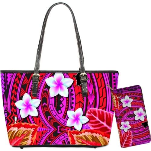 Polynesian Maoli Pineapple Print Women Luxury Shoulder Bag And Purse Bolsa Mujer Hawaii Leather Handbags Set Free Dropship 2021