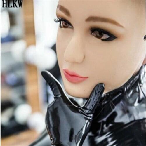 Sexy Latex Realistic Female Mask Latex Sunscreen Mask Sexy Women Skin Masquerade Masks Transgender Half Covered Mask Role Play
