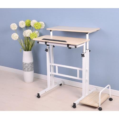 Standing Computer Desk-Shelf Workbench Desk Desktop Computers and Laptop Household Multi-Function Mobile Lifting Office Table