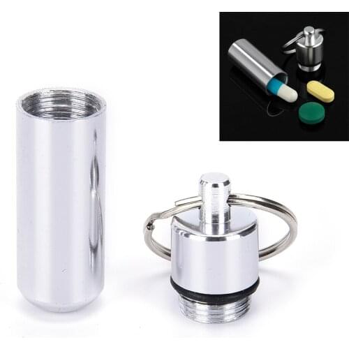 Kinds of Pill Cases For Outdoor Travel Delicate Aluminum Alloy Waterproof Medicine Box Drug Capsule Cartridge Pillcase Keychain