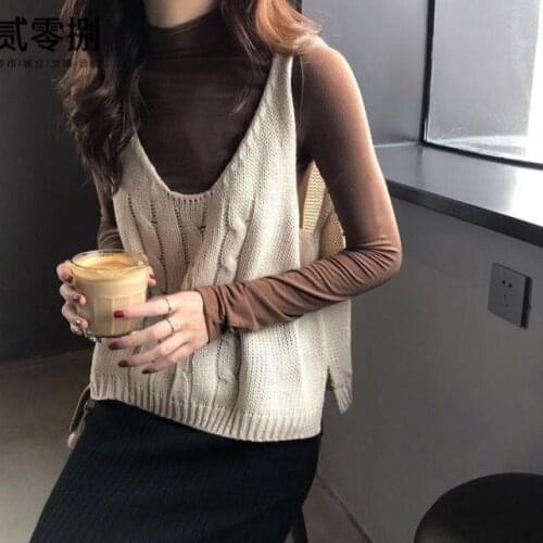 Woman Jacket Vest Sweater Small Sling Spring and Autumn Knitted Vest for Women Casual Short Small Chaleco Mujer